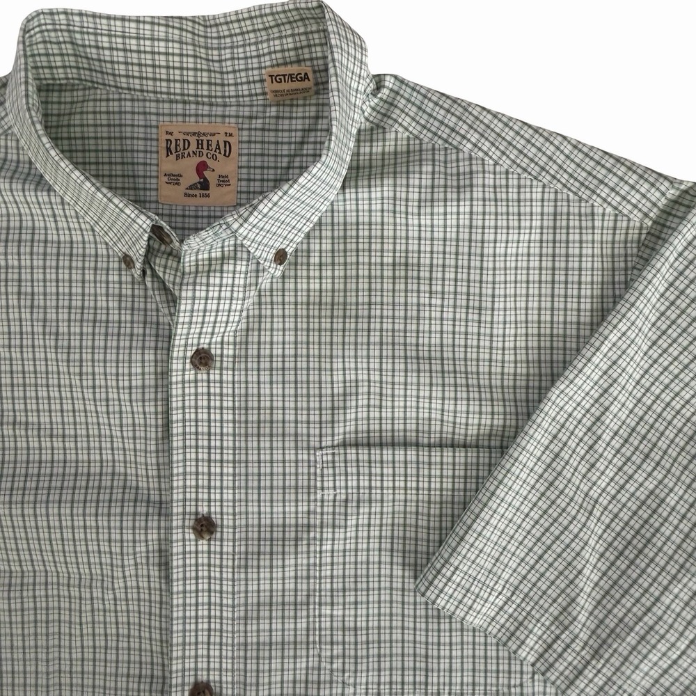 Red Head SS Button Down Shirt Size XLT Green Plaid Fishing Outdoors Gorpcore EUC